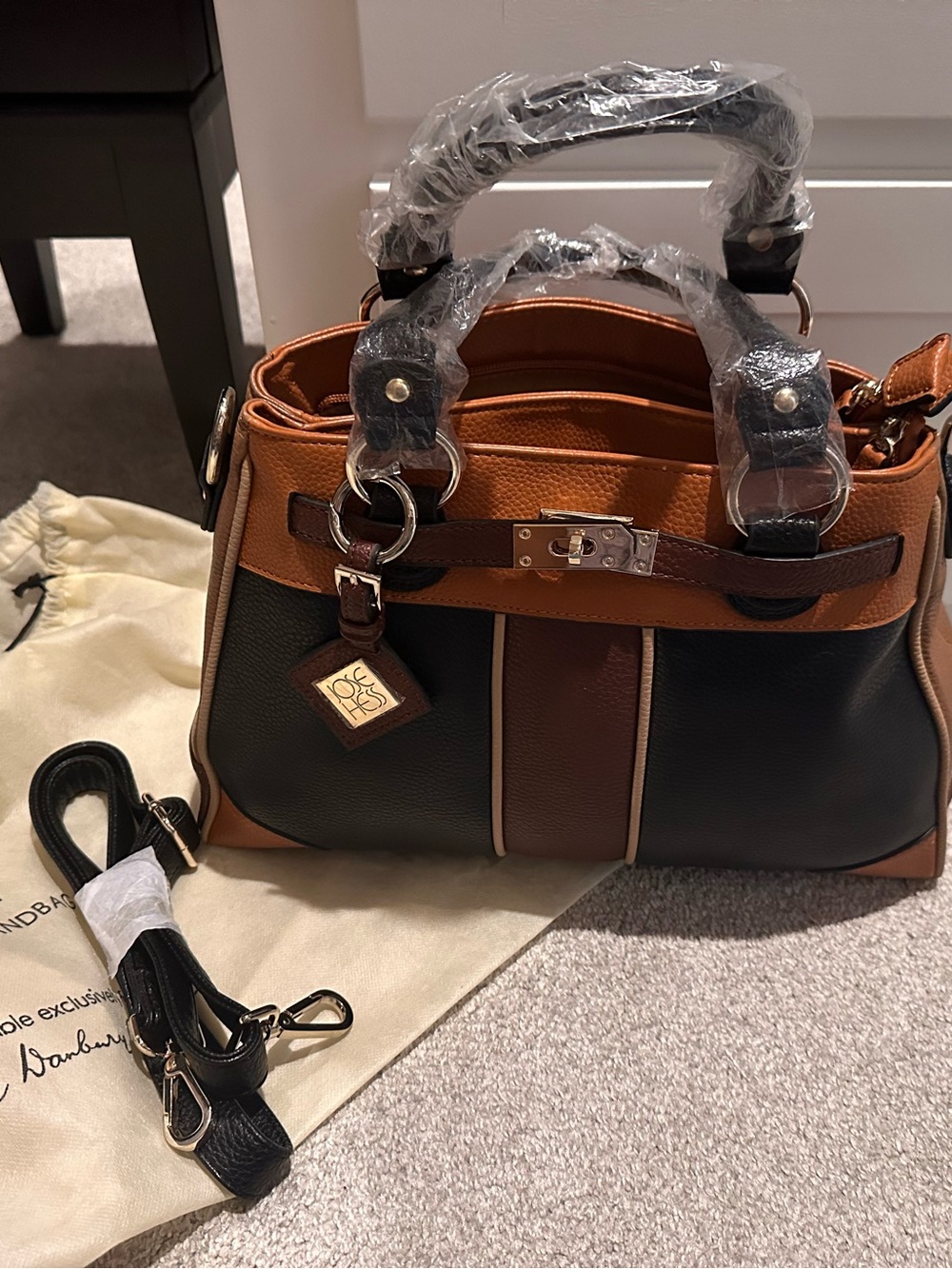 Jose Hess Two-Tone Women’s Satchel in Black and Brown
